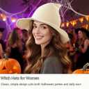 Halloween Witch Hat for Women - Wide Brim Foldable Wool Knitted Hat for Party Cosplay Costume Halloween Accessories (One Size, Off-white)