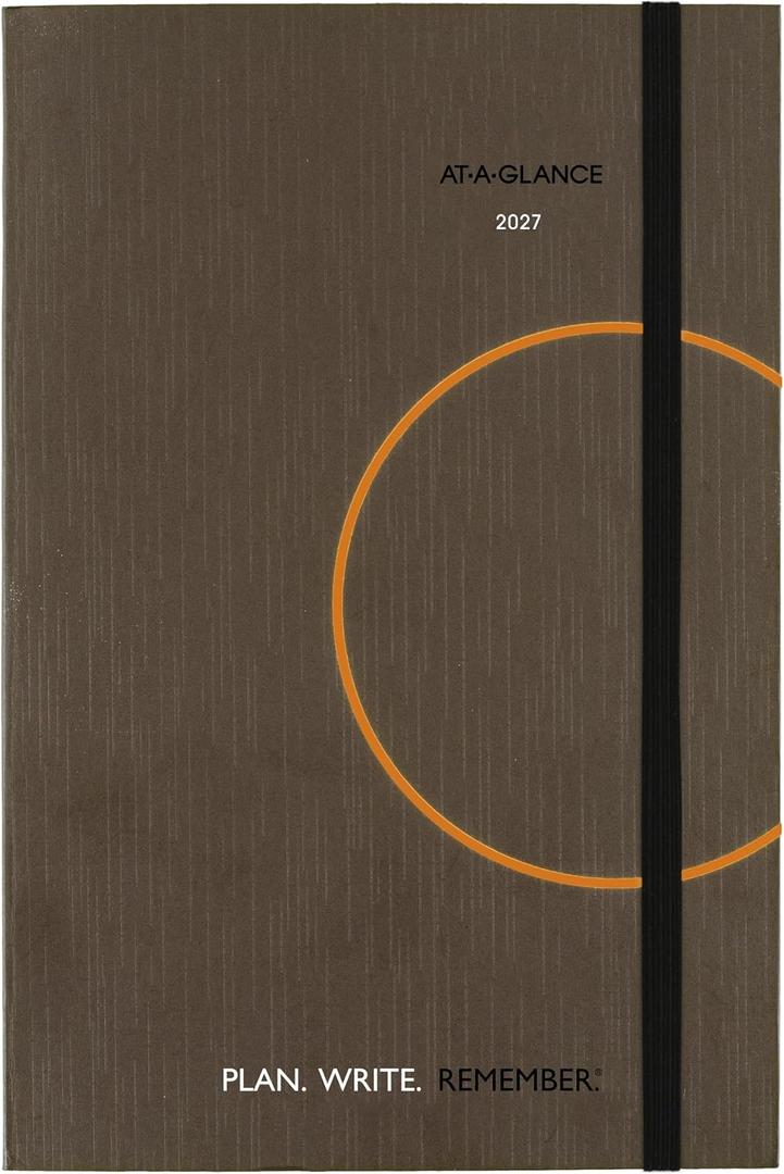 AT-A-GLANCE 2027 Planning Notebook, Daily, 5" x 8.25", Plan. Write. Remember., Casebound, Gray (7062013027)