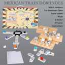 Mexican Train Dominoes Set Double 15, Dominoes Set for Adults and Family, Colored Dot - 136 Tiles in Tin Box, 9 Trains, Hub, 8PCS Wooden Trays