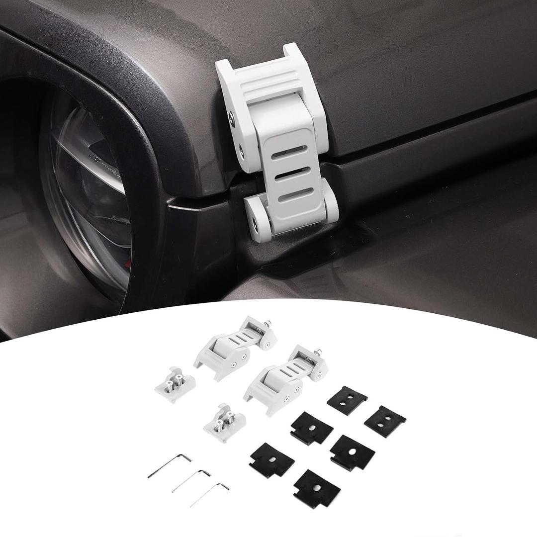 for Jeep Hood Latches Lock Catch Kit for Jeep Wrangler JK JKU 2007-2017 for Wrangler JL JLU 2018 up for Gladiator JT 2020 up, Exterior Accessories (White) 2pcs