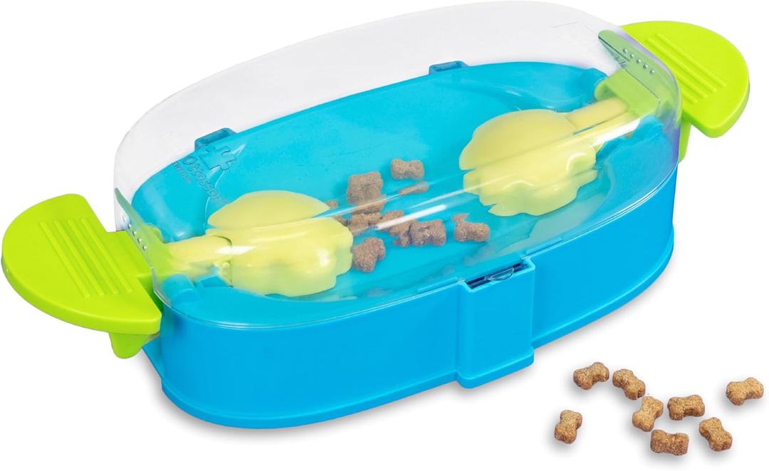 Outward Hound Nina Ottosson Paw N' Play Interactive Dog Treat Puzzle, Level 2 Intermediate Dog Enrichment Dog Toy, Blue, Small