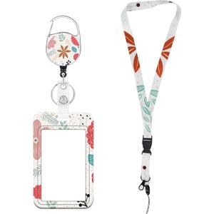 3 x ID Badge Holder with Lanyard - Retractable Badge Reel & Detachable Neck Strap for Nurses, Teachers, Students & Office Staff - Vertical ID Holder with Teacher Lanyard (White)