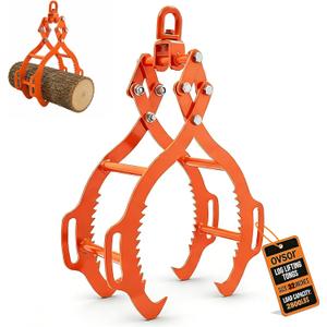 ovsor 32 Inch 4 Claw Log Tongs, Heavy Duty Timber Grapple Hook | 360 Rotating Claw, 2800 lb Capacity for Trucks, Tractors, Forklifts & ATVs