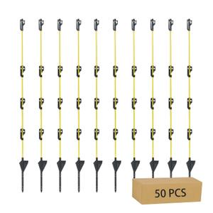 48 inch Electric Fence Posts Step in Fiberglass Insulated Plastic Electric Fence with Post, Electric Fence Stakes for Dogs, 50 Pack