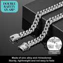 Tallew Silver Dog Chain Diamond Collar Walking Metal Chain Necklace with Secure Buckle Pet Cuban Style Collar Jewelry Accessories for Small Medium Large Dog Cats(22 Inch)