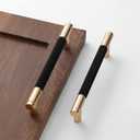 Westablize 2 Pack 5 Inch 128 mm Bar Cabinet Pulls Gold and Black Knurled Handles for Brushed Gold Drawer Pulls Cupboard Aluminum Handles