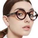 MARE AZZURO Digital Screen Glasses Women Funky Round Computer Glasses with Spring Hinge