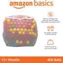 Amazon Basics BPA Free Ball Pit Balls with Storage Bag, Crush-Proof Plastic for Toddlers Kids 12+ Months Play, Phthalate Free, 6 Bright Colors, Pack of 400
