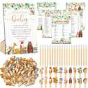 Patelai 321 Pcs Woodland Animals Baby Shower Decoration Forest Animal Neutral Gender Reveal Decoration Don't Say Games 5 Set Serve 50 Guests for Woodland Baby Shower Birthday Party Decor Supplies