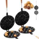 Fumete Walnut Cookie Mold Maker - 2 Sets (32-Hole Total) Oreshki Walnut Treat Pans, Non-Stick Aluminum Alloy Stove-Top Cookie Pan Set for Russian & Eastern European Treats