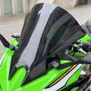 Motorcycle 18.4" Windscreen Windshield Replacement for Kawasaki Ninja500 Ninja 500 SE 2024 2025 2026 PC Windscreen Double Bubble (Black)