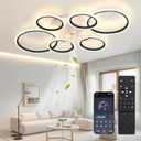 Ceiling Fans with Lights and Remote,43.3in Low Profile Ceiling Fan With Light Dimmable LED 81W Ceiling Fan ,Mute 6 Speeds & 3 Color Temperature Flush Mount Ceiling Fans For Bedroom Livingroom, Black