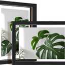 Egofine 5x7 Floating Frames Set of 2, Double Plexiglass Picture Frame, Made of Solid Wood Display Any Size Photo up to 5x7, Wall Mount or Tabletop Standing, Black with Texture