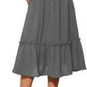Witsmile High Waist Tiered Skirts for Women Flowy Skirts for Women Below Knee with Pockets 2025 Fashion(Gray, M)