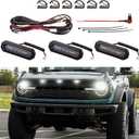 AUXLIGHT 3-PCS LED Grille Lights for For-d Bronco 2021-2023 Badlands/Wildtrak/Everglades Accessories, 2/4-Door OEM Grill Lights with Fuse & Wiring Harness (White)