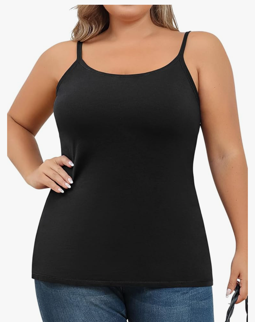Size Camisole for Women with Shelf Bra Adjustable Spaghetti Strap Cami Tank Top Cotton Undershirts size L