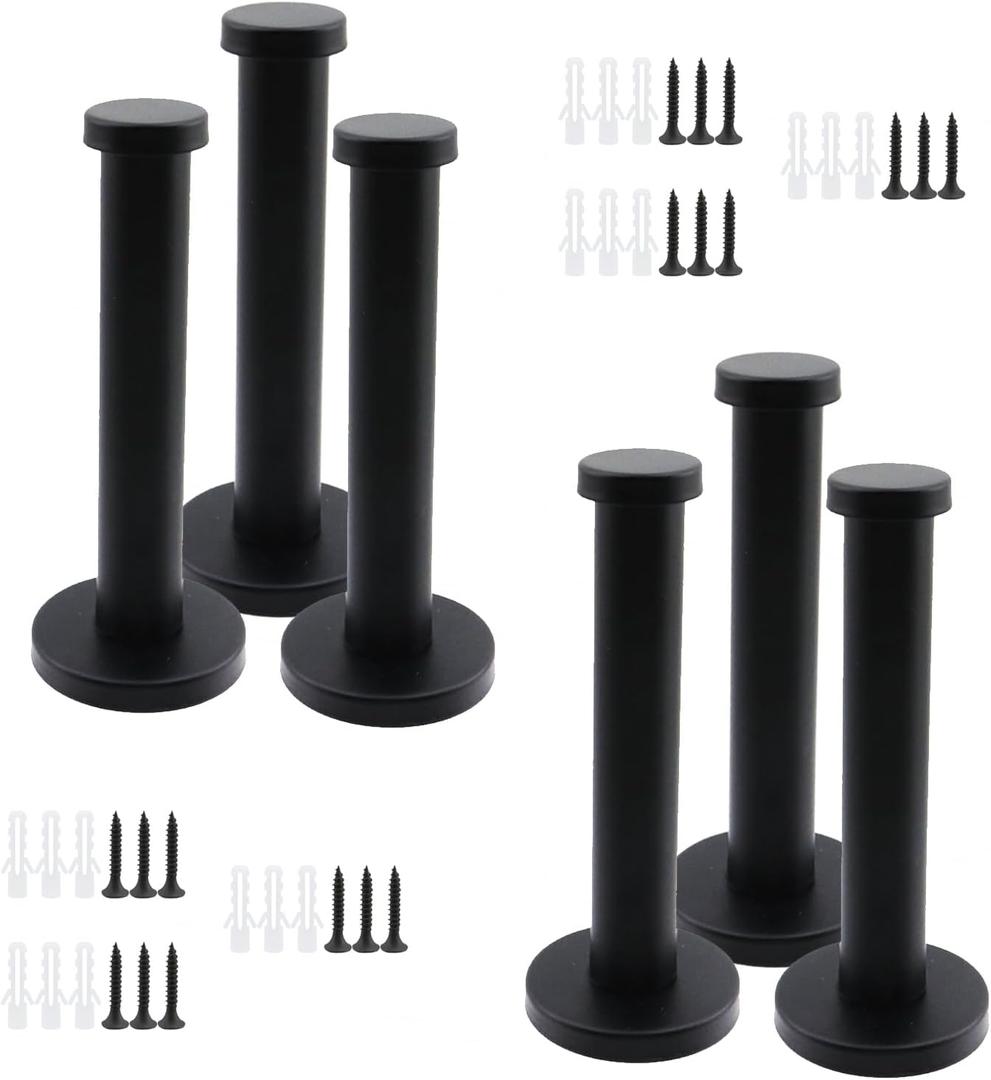 Wall Hooks Heavy Duty Coat Hooks Stainless Steel Clothes Hanger for Hanging Bathroom Towels Handbag Black 4-inch Length with 16mm Shank Dia - Pack of 6