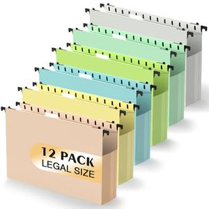 Extra Capacity Plastic Hanging File Folders,12 Pack Reinforced Expanding Hang Folder Legal Size,Accordian Pocket,Heavy Duty 2 Inch Expansion,Hanging Folder Organizer for Office Home, Black