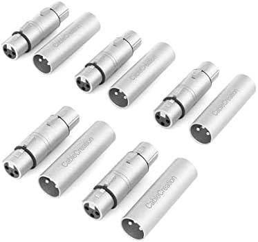 CableCreation [5-Pair XLR Female to Female & XLR Male to Male 3PIN Adapter Connector Compatible Microphone,Mixer,Silver Only 9