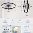 ZMISHIBO 19.7" Ceiling Fans with Lights, Low Profile Ceiling Fan and Remote, Flush Mount Ceiling Fans, Stepless Dimmable LED Light, Black Fixtures for Bedroom, Living Room