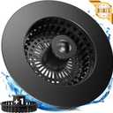 3-in-1 Kitchen Sink Strainer & Stopper, Matte Black Pop Up Drain Filter  Anti-Clogging Food Catcher with Brass Core  Fits Standard 3.5 Inch Drain, Deep Basket for Easy Cleaning