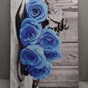 ZHIYYHAO Black and White Blue Roses Canvas Wall Decor Framed Modern Zen Artwork For Bedroom Bathroom Office Home Decor Ready to Hang（rose-2，24.00L X 16.00W''）