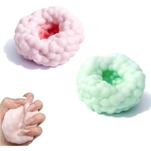 2Pcs Crunchy Squishy Stress Ball, Sand Squishy Stress Relief Balls, Slow Rising Squishies, Soft Crunchy Stress Ball for Kids & Adults (Pink & Green)