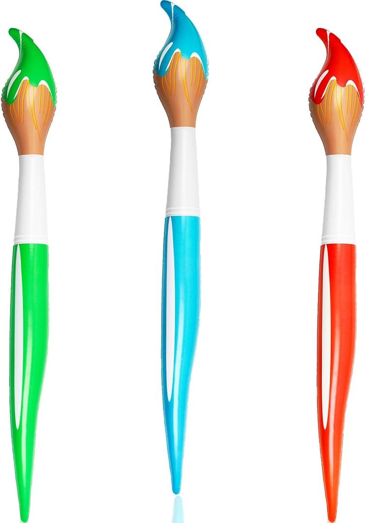 3 Pcs 41.4 Inch Giant Inflatable Paint Brush Large Blow up Paintbrushes Colored Inflatable Paintbrushes Art Paint Brushes Balloon Prop Kit for School Classroom Events and Birthday Party Decorations