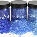 Syedra Crushed Glass for Crafts, 3-6mm Set of 3,Resin Art Crushed Colored Pieces 1LB (Blue)