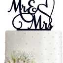Mr and Mrs Cake Topper, Bride and Groom Sign Wedding/Engagement Cake Toppers Decoration, Black Acrylic