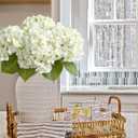 ZYTUYO 4PCS White Artificial Flowers Hydrangea 20" Real Touch Latex Faux Hydrangeas Silk Flowers with Green Leaves Stems for Short or Tall Vase Table Party Center Fake Bouquet Decor