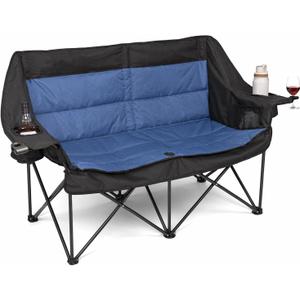 Double Camping Chairs for Adults Folding Loveseat, Heavy Duty Oversized 2 Person Camping Couch Outdoor Portable Folding Chair for Lawn, Patio
