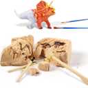 Dinosaur Triceratops Fossil Digging Kit for Kids 6+, 2-in-1 Dig & Build Educational Toy, Excavation Adventure with Paintable Model, Complete Paleontology Gift Set