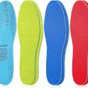 Sintege 3 Pairs Breathable Shoe Insoles Inserts Soft Cushioning Double-Layer Latex Foam Perforated Replacement Insoles for Men 7-11 Woman 2-8(Blue,Green,Red)