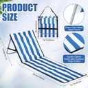 DoubleFill 4 Pcs Portable Beach Lounge Chairs Lightweight Beach Lounger for Adults Foldable Chair with Adjustable Backrest and Zipper Pocket Soft Mat Chair for Travel Tanning Sunbathing