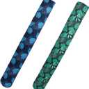 2 Pack Inflatable Swim Pool Noodles, Premium Fabric-Covered Swim Floats for Adults, 56 '' Swimming Pool Noodles for Floating, Adults Pool Accessories for Ocean, Lake, Beach (Tropical Leaf Pattern (Green & Blue))