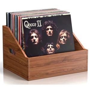 Vecxoty Wood Vinyl Record Storage, Retro & Durable Vinyl Crate and Record Holder, Album Storage Record Case Box for 60+ Records, Perfect Record Organizer for Home Decor and Collection Display(Brown)