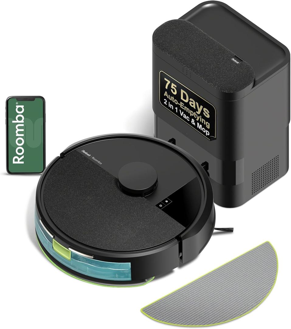 iRobot Roomba 105 Combo Robot Vacuum & Mop with AutoEmpty Dock - Self-Empties for 75 Days, Intense Power-Lifting Suction, LiDAR Navigation, Multiple Cleaning Modes, Avoids Mopping Carpet