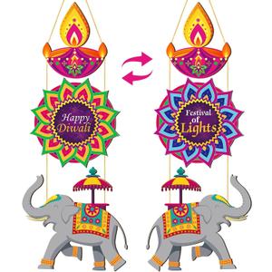 Yookeer 1Pcs Happy Diwali Wooden Door Sign with Hanging Rope Indian Festival of Lights Party Welcome Decor Hanging Decorations Hindu Dewalee Greeting Indian Lakshmi Pooja Welcome Decor(Diwali)