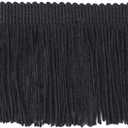 BEL AVENIR Lace Chainette Fringe Trim Polyester Tassel Trim with Hand Knitting for Home Accessories DIY Decoration (Black, 5 Yard x 3.9 Inches)