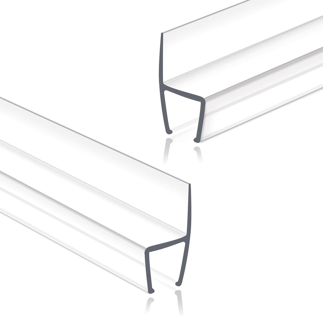 Frameless Shower Door Seal Strip 2 Pack x 78 Inch H For 3/8" Thick Glass Shower Door Side Seal Strip Bottom Seal Door Sweep Ultra Clear Polycarbonate, Stop Shower Leaks Create A Water Barrier