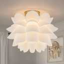 15.75" Modern Flush Mount Ceiling Light fixtures,Gold Semi Flush Mount Flower Chandelier for Bedroom.No Assembly Required Hand-Crafted Indoor Hanging Light for Entryway Living Room Kitchen, 15.8 inches x 15.8 inches x 12 inches