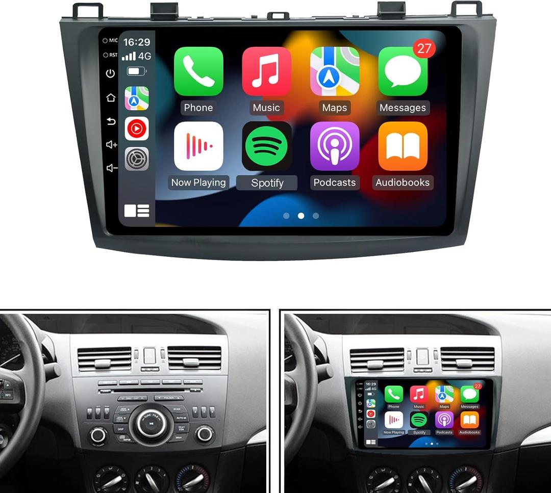 EZoneTronics for 2010-2013-Mazda-3 Radio,Built-in Carplay&Android Auto 1280 * 720 Touch Screen Car Stereo GPS Navigation Bluetooth USB Player 2G RAM 32G ROM Mirror Link Player EZoneTronics