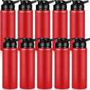 CHENGU 10 Pcs Aluminum Water Bottle 24oz Aluminum Reusable Bottles Lightweight Snap Lid Sports Water Multipack Easy Carry Leak Proof Travel for Gym Camping Hiking Outdoor Fishing (Red)