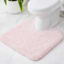 Disolla Pink Toilet Rug 22x24 Non Slip Fluffy Toilet Floor Mat U Shaped Washable Bathroom Contour Rug for Toilet Absorbent Thick Toilet Carpet