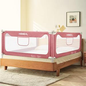 HOMEAL Bed Rail for Toddlers, Bed Rail with U-Shape Base, Baby Bed Rail Guard, Toddler Bed Rail for Queen, King, Twin Bed Mattress(Pink,78.7in)
