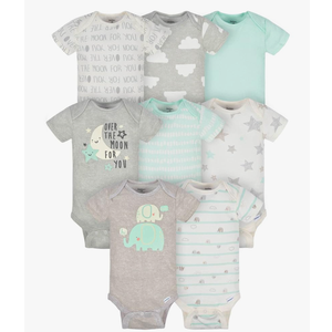 Gerber Baby 8-Pack Short Sleeve Onesie Bodysuits 1 - 0-3m, 7 - 3-6m