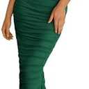 PRETTYGARDEN Womens 2025 Summer Off The Shoulder Dress Ruched Bodycon Sleeveless Split Cocktail Party Maxi Dresses, (XL)