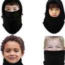 YQXCC Kids Winter Hats Balaclava Ski Mask Windproof Warm Adjustable with Fleece Lining Hat for Boys Girls (Black+blue)