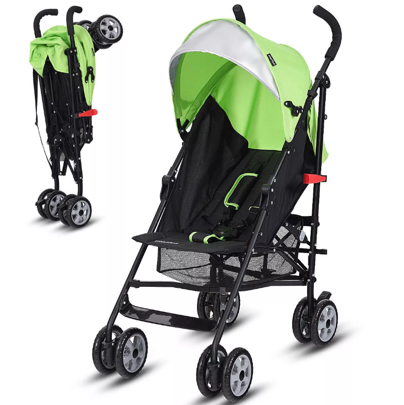 Folding Lightweight Baby Toddler Umbrella Travel Stroller with Storage Basket, Green, 1 Ct, BB4880GN